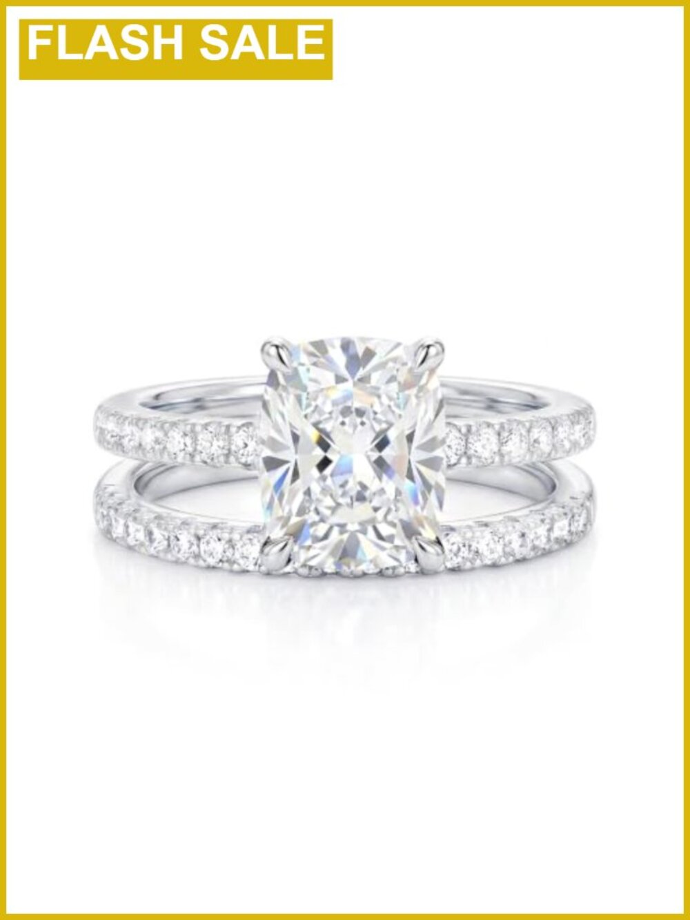 2CT Elongated Cushion Cut CZ Engagement Ring Set 14K Gold Plated Bridal
